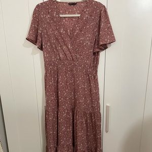 Ditsy floral shirred waist dress
